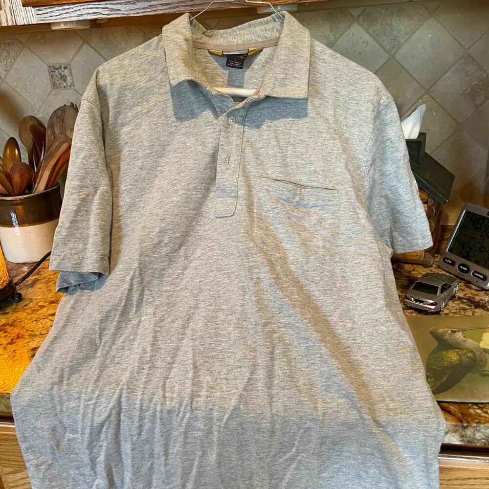 Men's Brooks Brothers Polo Shirt Pocket Lt Grey L